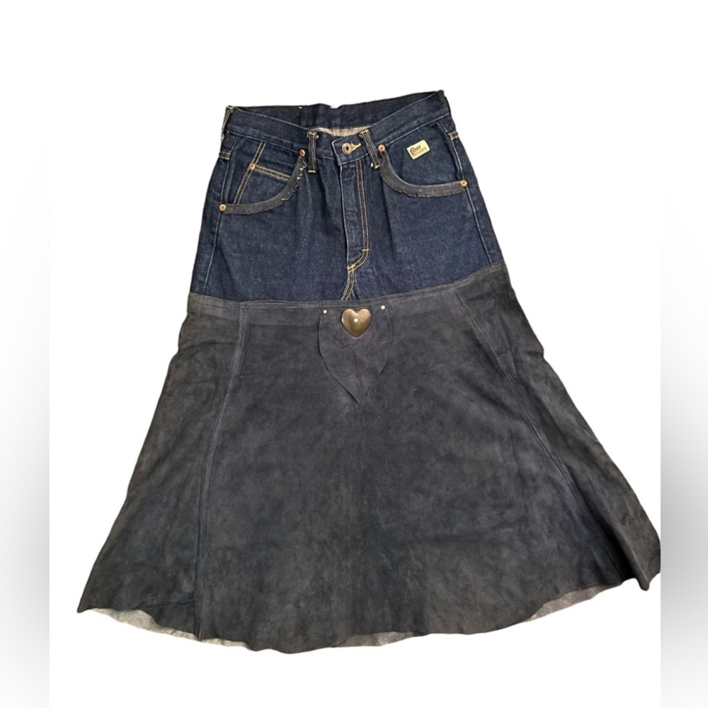 Vintage Roy Rogers Western skirt denim/suede - 27